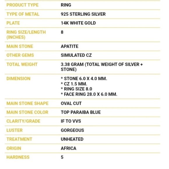 Apatite Ring, Blue Stone Ring, Gemstone Ring, Anniversary Ring, Stackable Rings - Picture 5 of 6